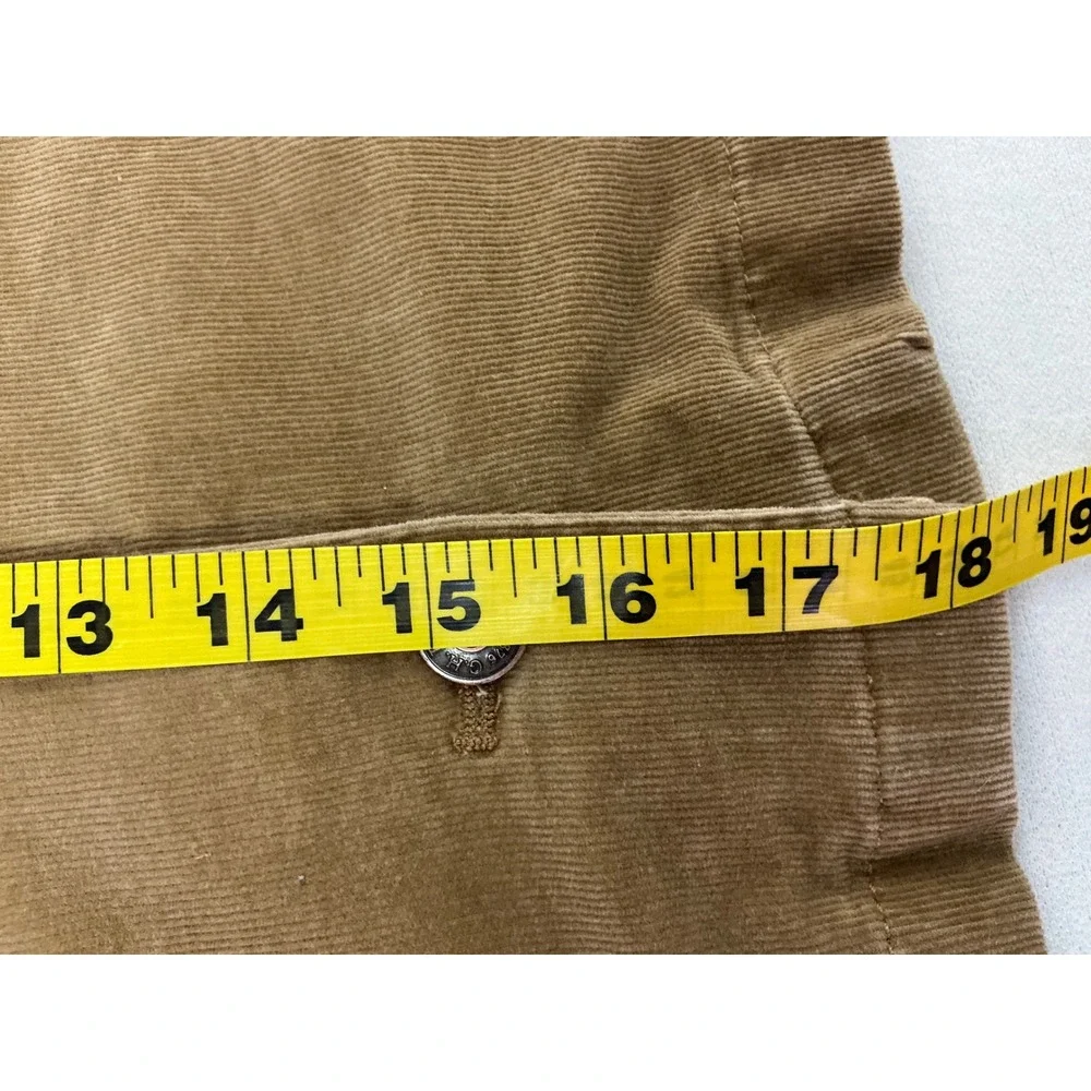 G.H. Bass & Co. Tan Brown Corduroy Button‎ Front Mini Skirt Size 10 Vintage